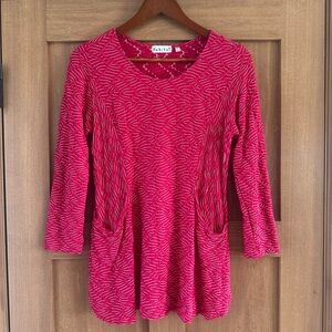 Habitat Fuschia Pink Textured 3/4 Sleeve Tunic Top w/ Pockets Women size Small